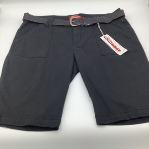 Union Bay Womens Belted Bermuda Shorts Black Size 17 NWT